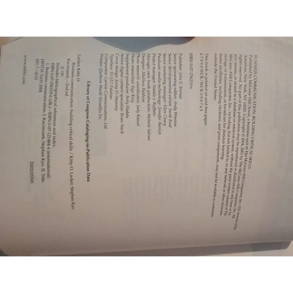 Business Communication Building Critical Skills Paperback‎ Kitty O Locker 2004
